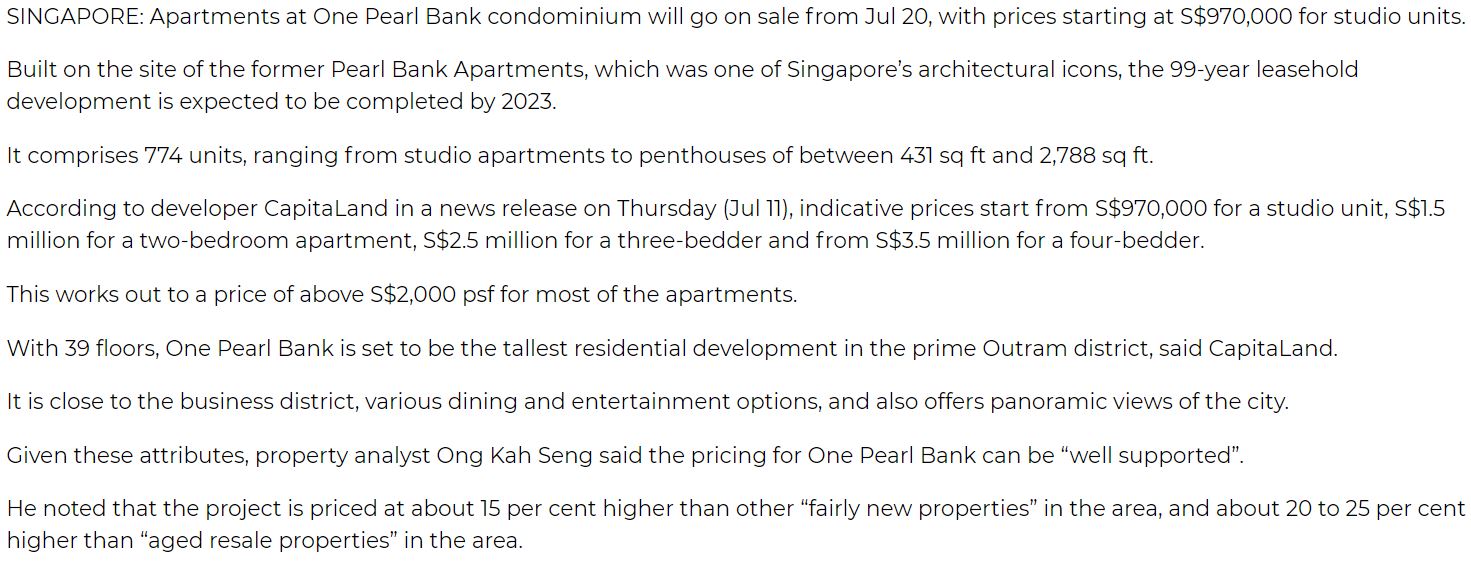 One-Pearl-Bank-condominium-to-go-on-sale-with-prices-starting-at-S$970,000-singapore One-Pearl-Bank-condominium-to-go-on-sale-with-prices-starting-at-S$970,000-singapore